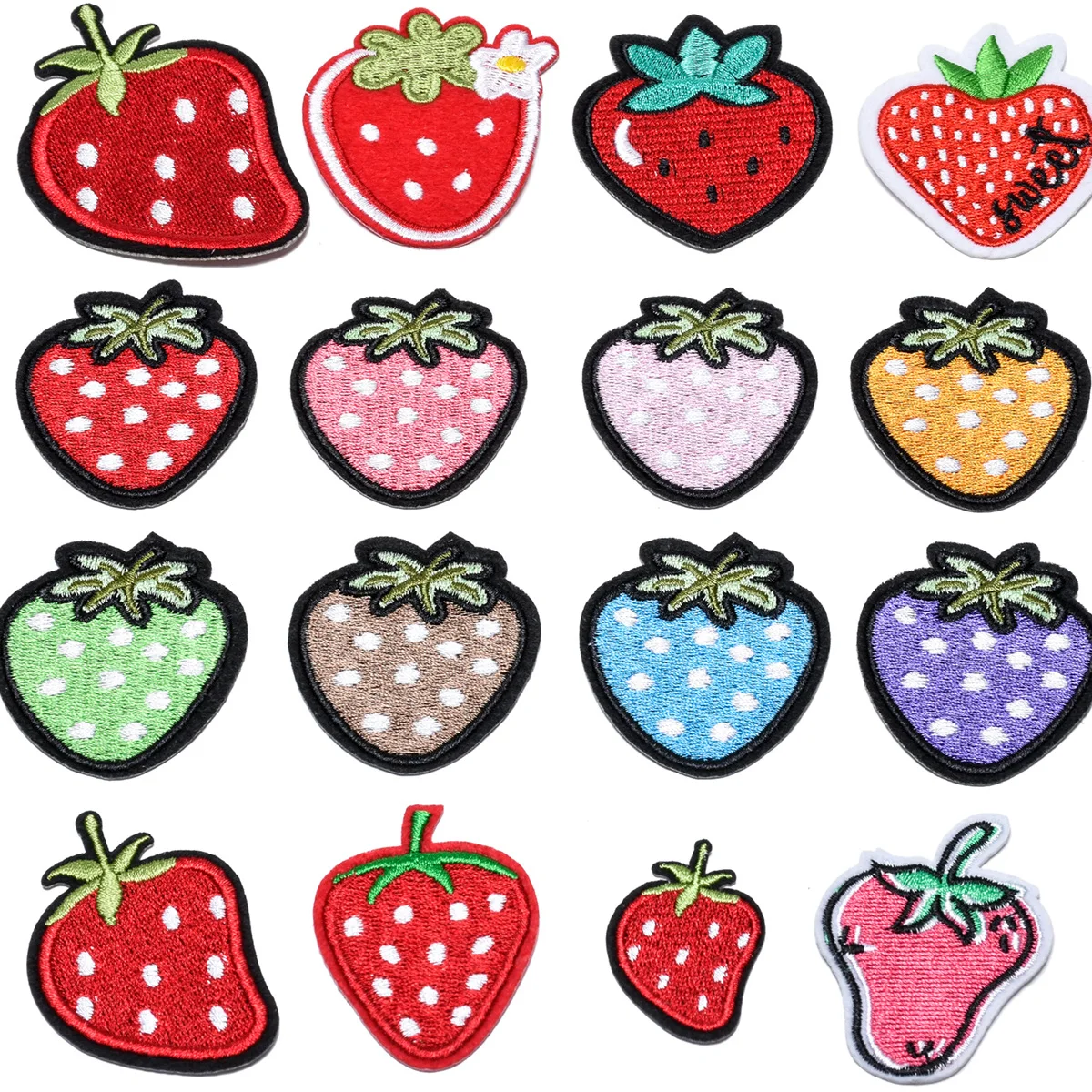 

16pcs Strawberry Series For Clothes Iron Embroidered Patches For Hat Jeans Sticker Sew-on Ironing Patch Applique DIY Badge