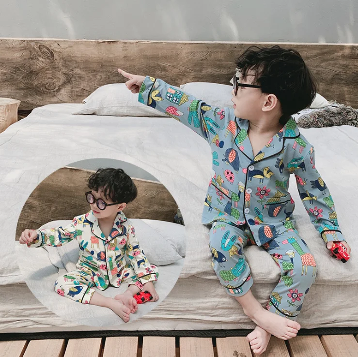 Toddler Boys and Girls sleepwear Children Colorful Ruffle kids Pajamas 2 Pieces Cartoon Tops +Pants Kid Clothes Pyjamas