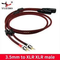 1 pair 3 5mm male to male hifi audio cable xlr cable stereo high end 3 5 auxiliary to dual xlr audio cable adapter