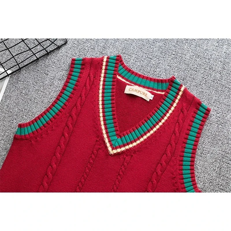 2019 Japanese Jk Sweater Knitwear Women's Cute Knitted Vest Cotton School Girls Uniform Sweet Sleeveless New Year | Тематическая