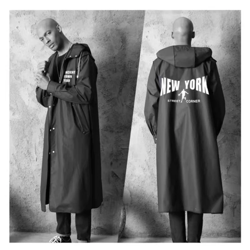 Мужской черный дождевик из ЭВА мужской защитный для улицы пончо рыбалки Женская