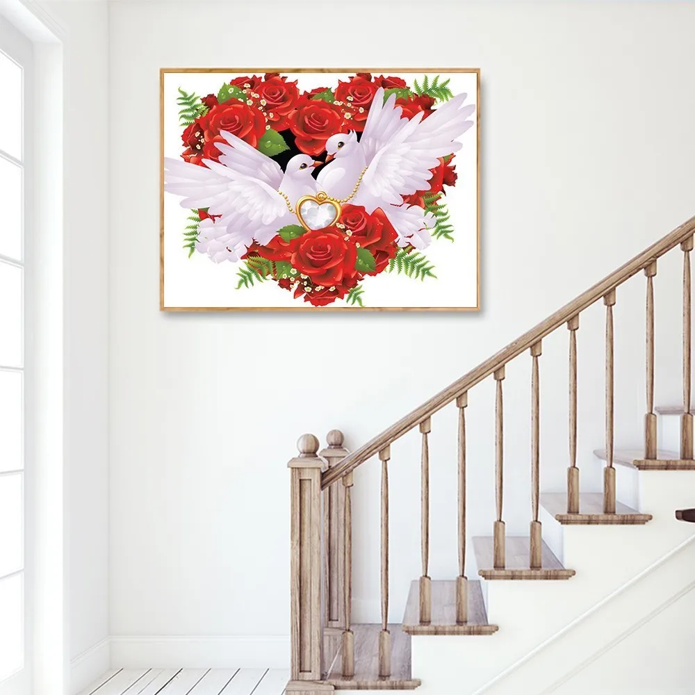 Алмазная вышивка 5D белые голуби полностью квадратная картина крестом стразы