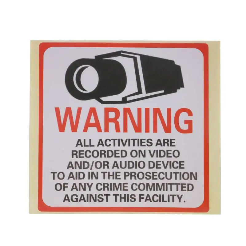 8PCS Warning Stickers SECURITY CAMERA IN USE Self-adhensive Safety Label Signs Decal | Безопасность и защита