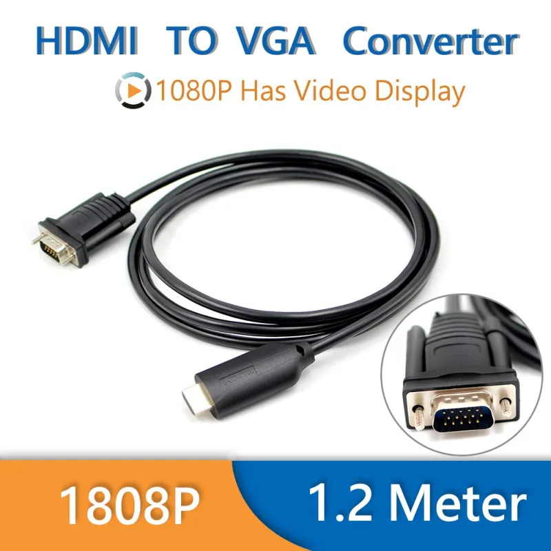 Преобразователь HDMI в VGA 1 2 м цифровой аналоговый сигнал HD 1080P поддержка XGA SVGA SXGA UGA
