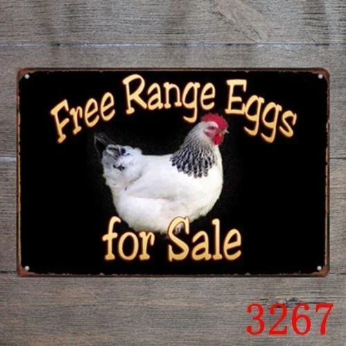 

Metal Tin Sign Free Range Eggs for Sale Decor Bar Pub Home Vintage Retro Poster