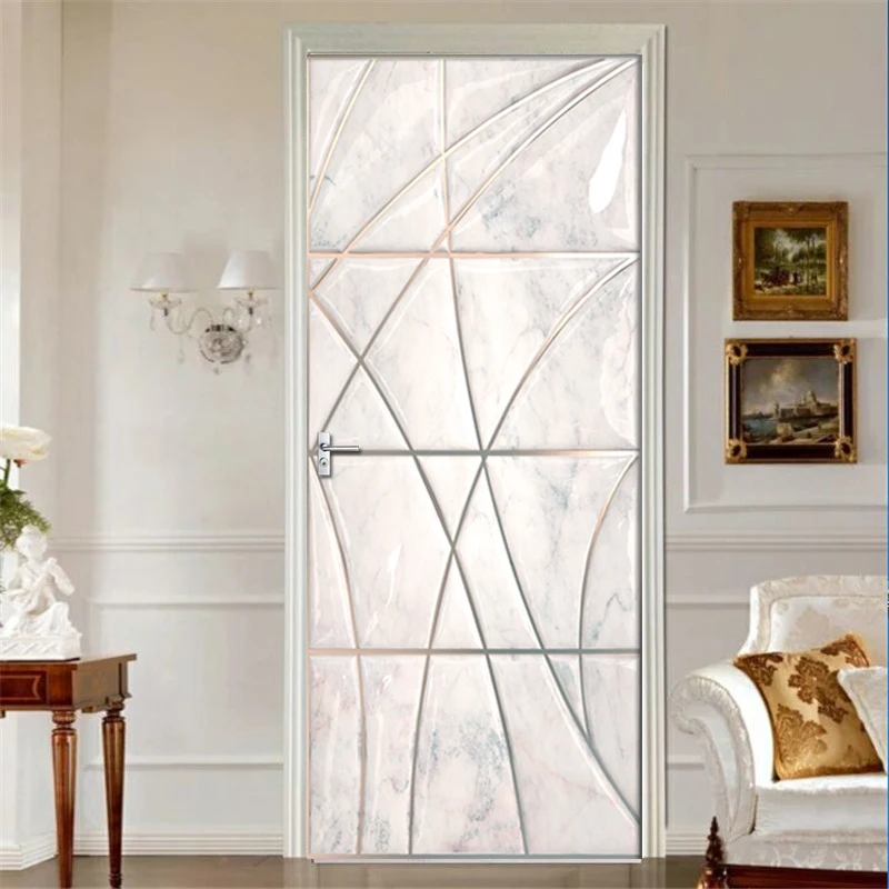 Самоклеящаяся дверная наклейка обои рельефная Линия 3D мягкий чехол европейский