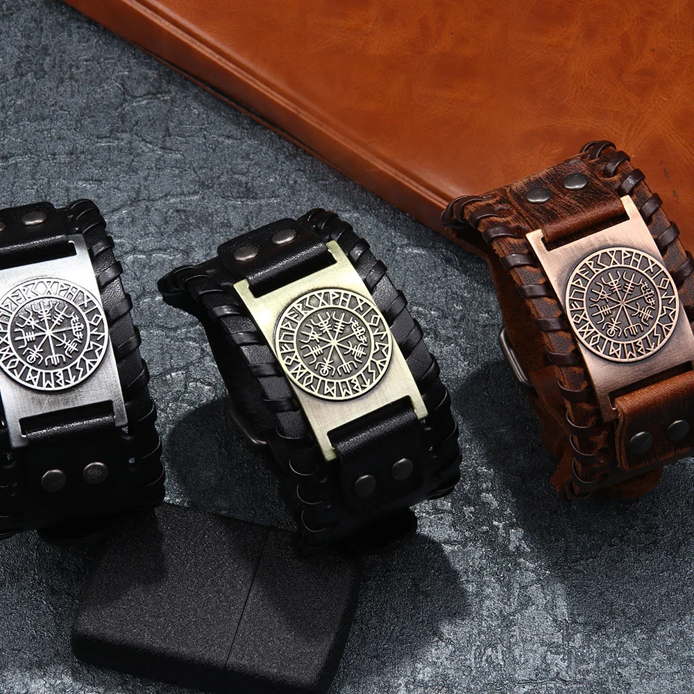 Винтажные кожаные браслеты с фотографическим компасом браслет искусственным