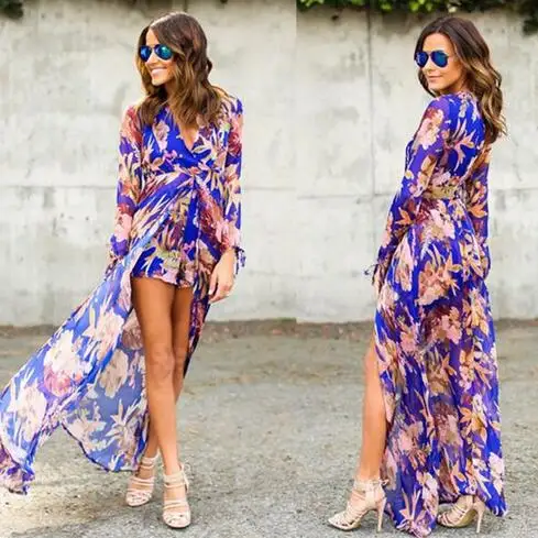 Шифоновый комбинезон с принтом для женщин Новинка элегантный v-образным вырезом