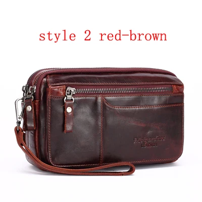 syle 2 red-brown Мужской клатч, кошелек, настоящий модный кожаный бумажник, Мужской органайзер, чехол для телефона, клатч, Длинный кошелек для монет и сумки - Цвет: syle 2 red-brown