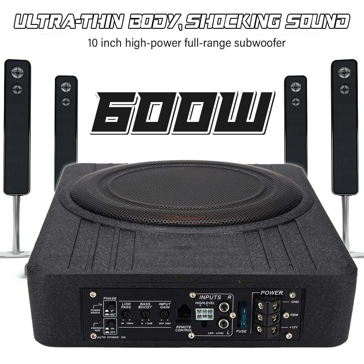 Car Subwoofer Car Audio 10 Inch 600W Slim Under Seat Active Subwoofer Bass Amplifier Speaker Car Amplifier Subwoofers Woofer 12V Car Subwoofer Car Audio 10 Inch 600W Slim Under Seat Active Subwoofer Bass Amplifier Speaker Car Amplifier Subwoofers Woofer 12V