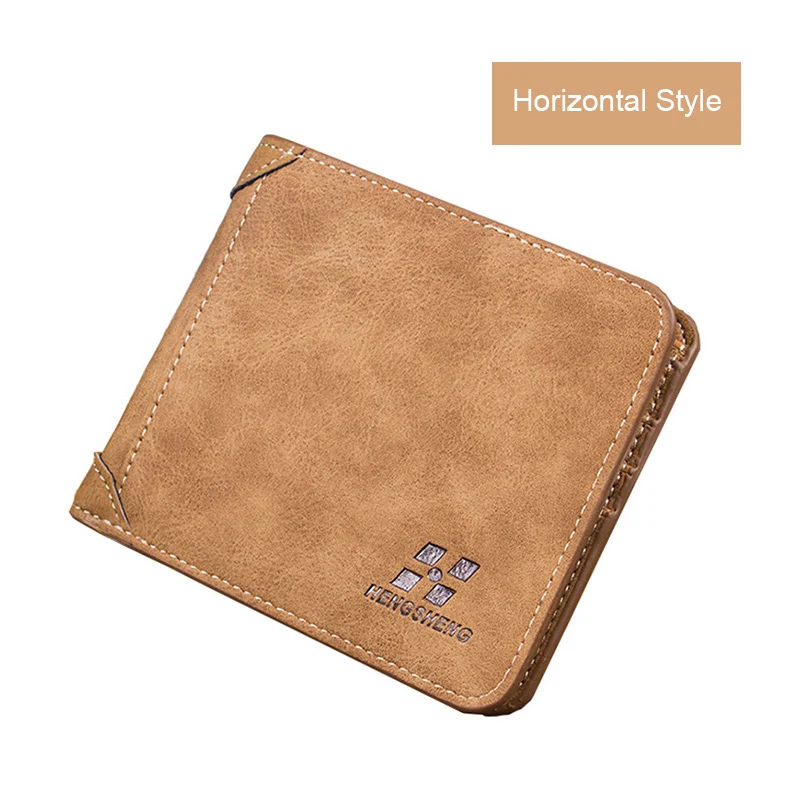 

Men Frosted Billfold Horizontal Style Luxury Wallet Vintage Leather Slim Hipster Purses Money Clip Credit Card Holder Clutch Bag