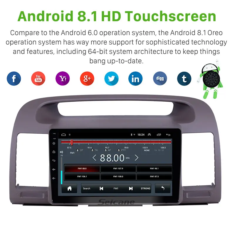 Автомобильное радио Seicane 9 дюймов Android 8 1 с GPS для Toyota Camry 2000-2003 гг. Bluetooth AUX 2din HD