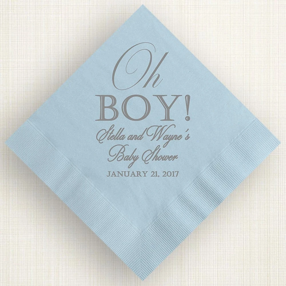 

Personalized Oh Boy Baby shower Wedding Napkins Any Text Bestman Engagement Party rose gold Custom bridesmaid Time and date