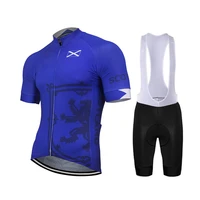 scotland new blue 2022 summer cycling jersey set men customized bike road mountain race tops cycling set breathable 9d gel