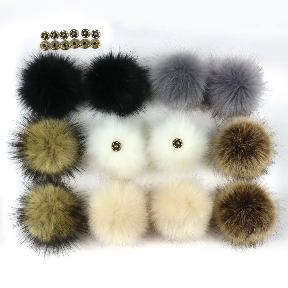 8/10/12cm Faux Fox Fur Ball Pompoms Fake Soft Bluffy Raccoon Pompons Plush Pom Balls Diy Handmade Knitted Hat Decor 1PC | Дом и сад