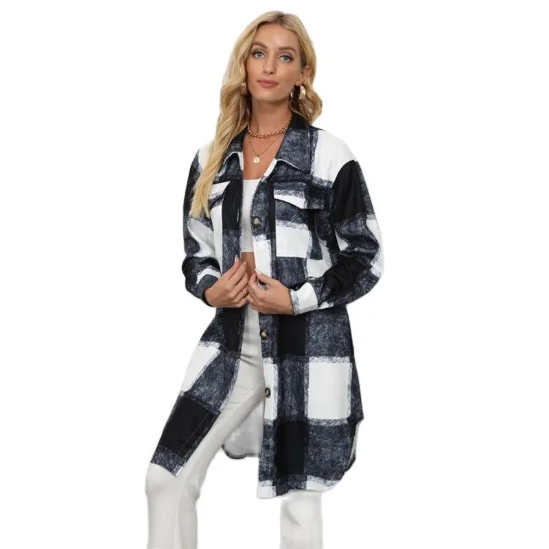 

New Women Long Plaid Spring Clothes Button Autumn Shirt For Girls Loose Style Women Clothes 3 Colors Drop Shipping
