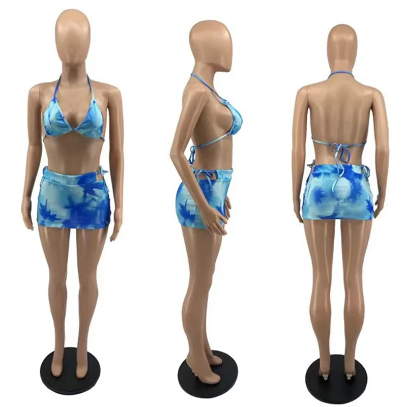 

ZKYZWX Sexy Knitted Two Piece Club Outfits Off Shoulder Crop Top Bodycon Mini Dresses for Women Tie Dye Summer Matching Sets