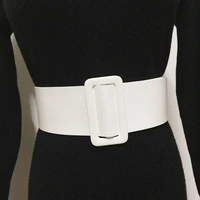 ms waist sealing wide pu leather decoration skirt shirt dress round buckle rectangle black white belt simple versatile belt 107c