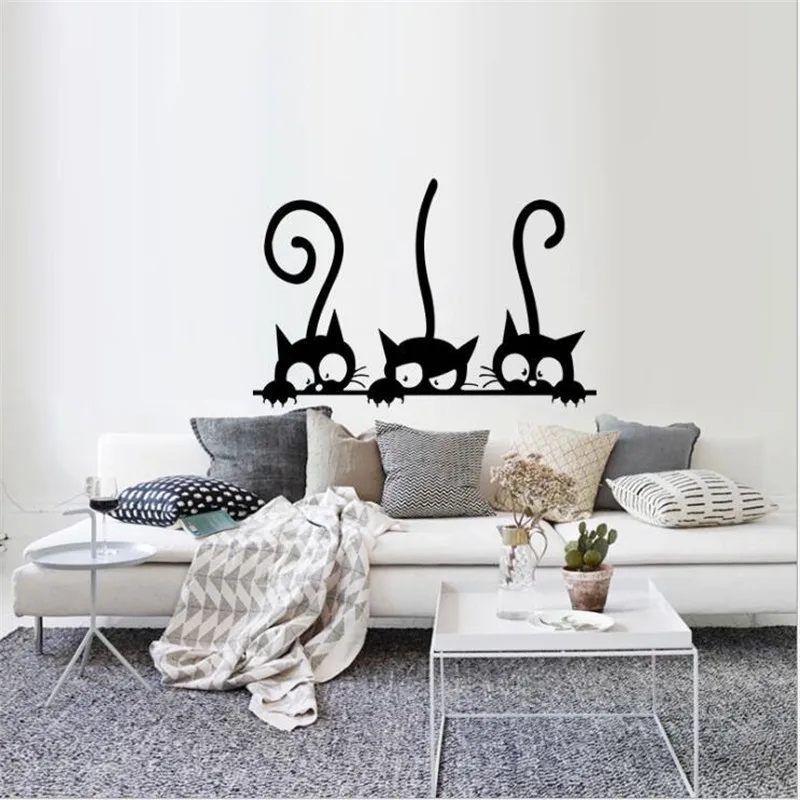 1 шт 20*30 см три котенка настенные наклейки для гостиной стена спальни
