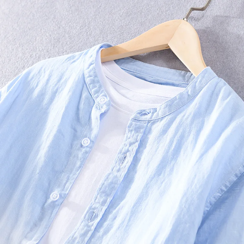 100% лен дышащая мягкая Освежающая рубашка оригинальная в японском стиле