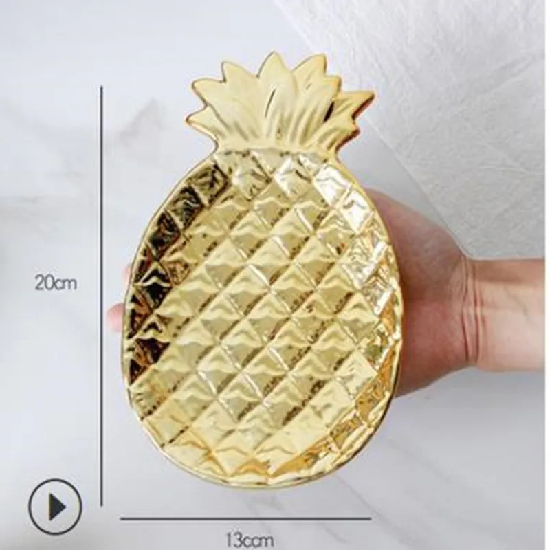 Nordic fashion ceramic pineapple plate leaf tray jewelry frame bedroom room makeup table decorations ornaments pottery | Дом и сад