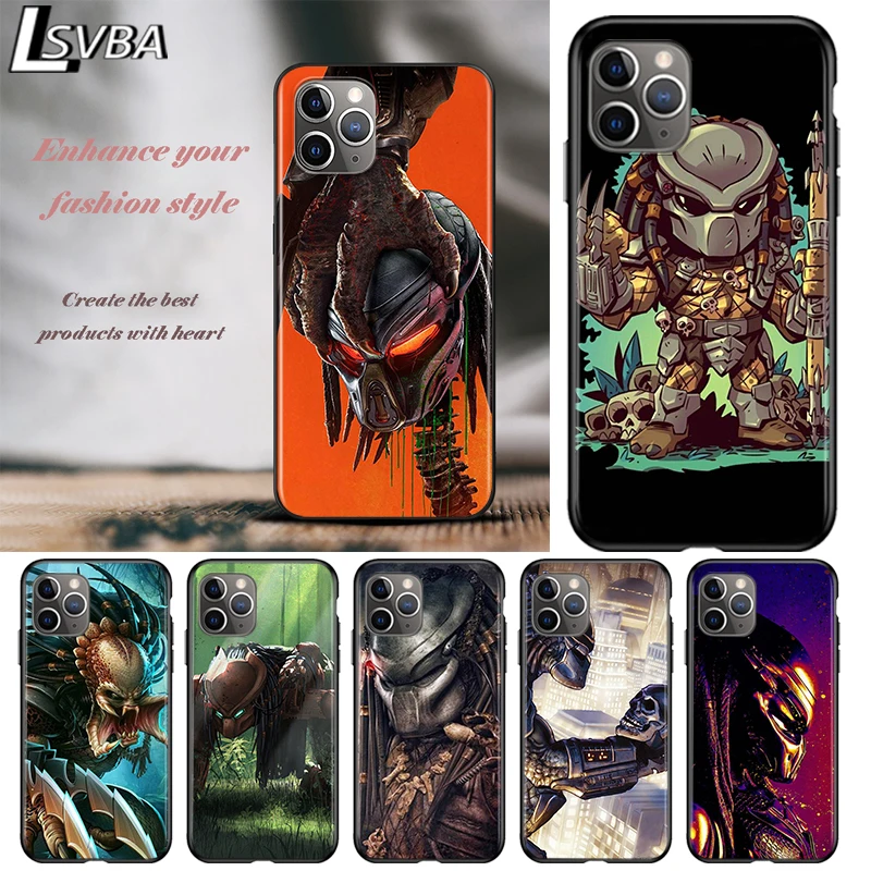 

Aliens vs Predator For Apple iPhone 12 11 Pro Max mini XS Max XR X 8 7 6 6S Plus 5S SE 2020 Soft Black Phone Case