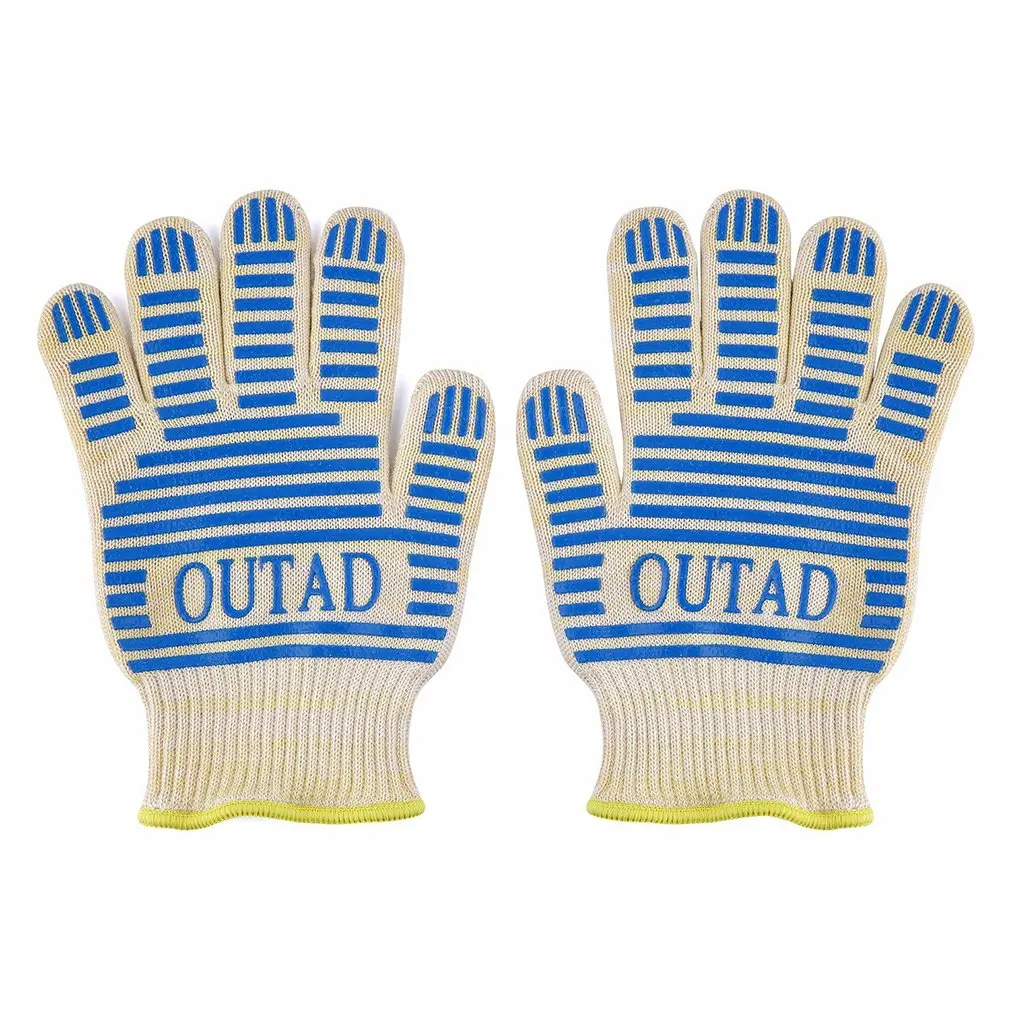 

Перчатки Outad термостойкие, термостойкие водонепроницаемые перчатки для барбекю, с 5 пальцами, размер 26/35 см