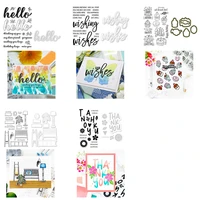 word set thank you hello wishes stamp and coordinating die to make card clear stamps cutting dies for diy scrapbooking crafts