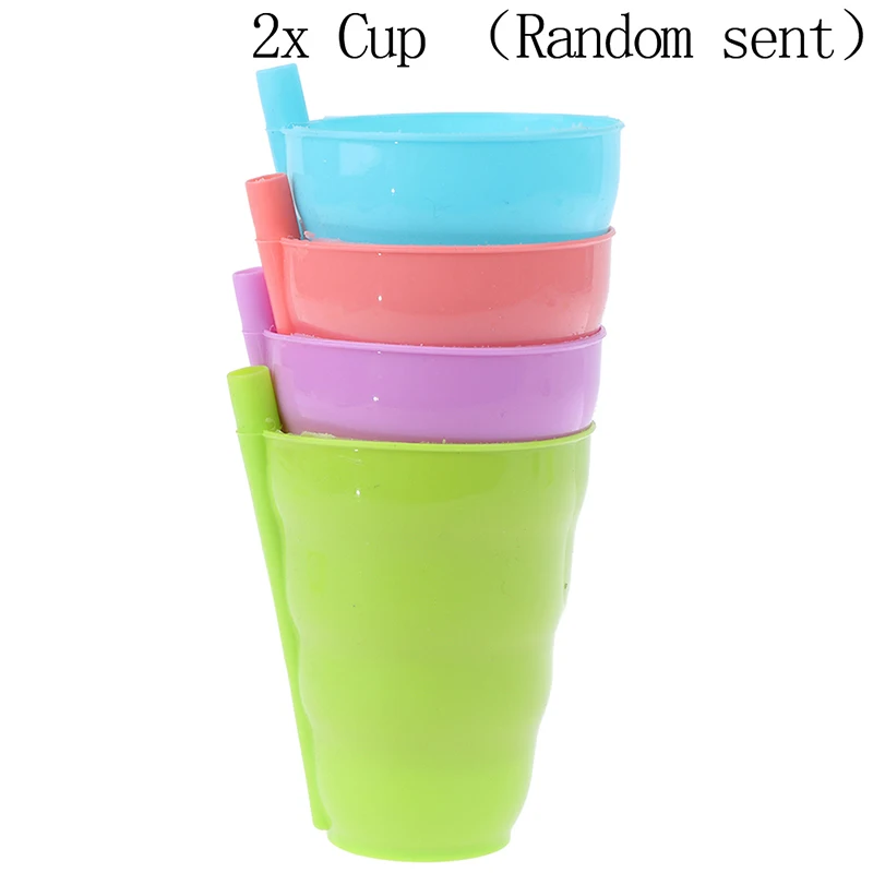

2 Pcs Candy-colored plastic drinking cup Kids Straw hat Milk Cups Juice Cup Lightweight and simple Learning Kids drinking cup