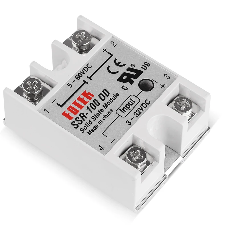 Твердотельное модульное реле DC-DC Однофазное SSR 60A 80A 100A ток 3-32V 5V 12V DC to 5-60V нагрузка