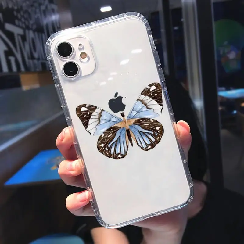 

Bling Glitter Butterfly Phone Case Transparent for iPhone 11 12 mini pro XS MAX 8 7 6 6S Plus X 5S SE 2020 XR