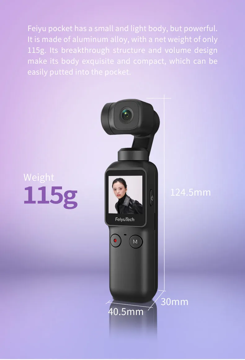 Feiyutech Feiyu карман Камера 3 оси 4K HD ручной шарнирный стабилизатор для камеры GoPro Широкий формат Smart трек