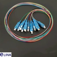 12 colored sc pigtail 1m 1 2m 1 5mtr sm 9125um 0 9mm optical fiber cable ftth a class ferrule top quality factory supply elink