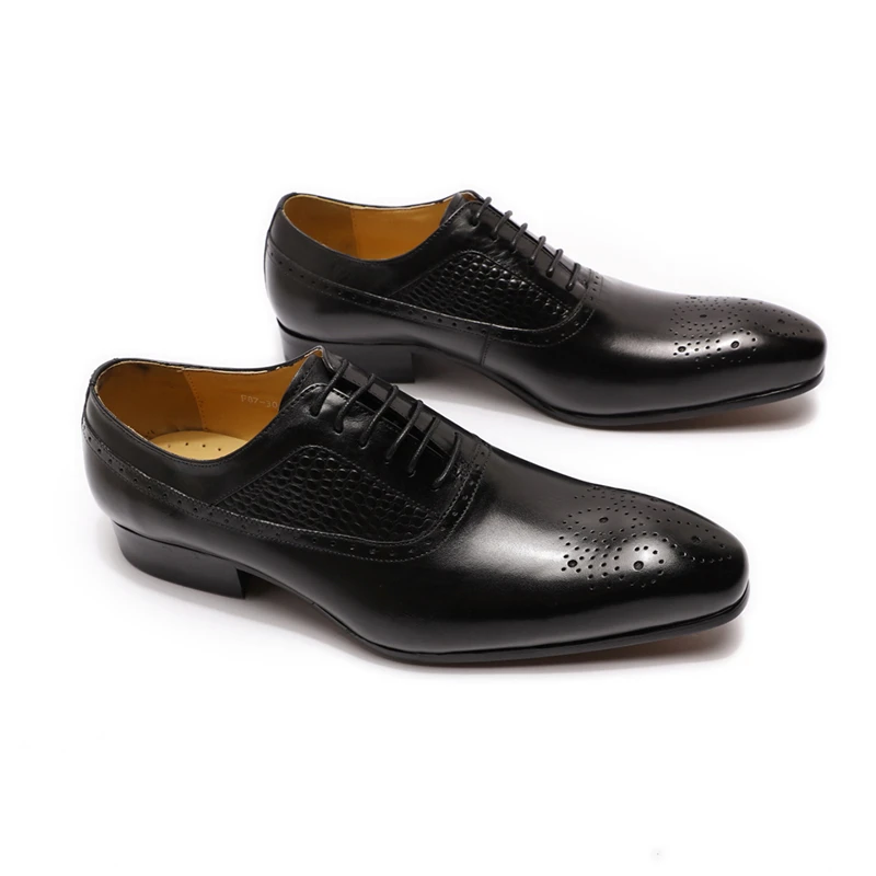 

Men Dress Shoes Genuine Leather Mens Derby Shoes Office Formal Office Lace Up Oxford Shoes for Business Black Brown