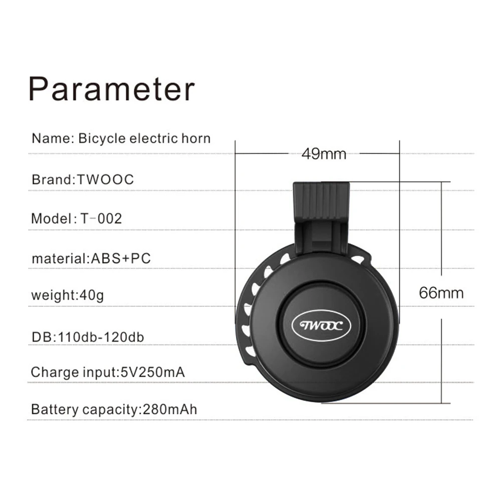 

MTB Bicycle Electric Bell Horn USB Rechargeable Electric Scooter Bicycle Handlebar Sound Alarm Ring Strong Loud Electric Bell
