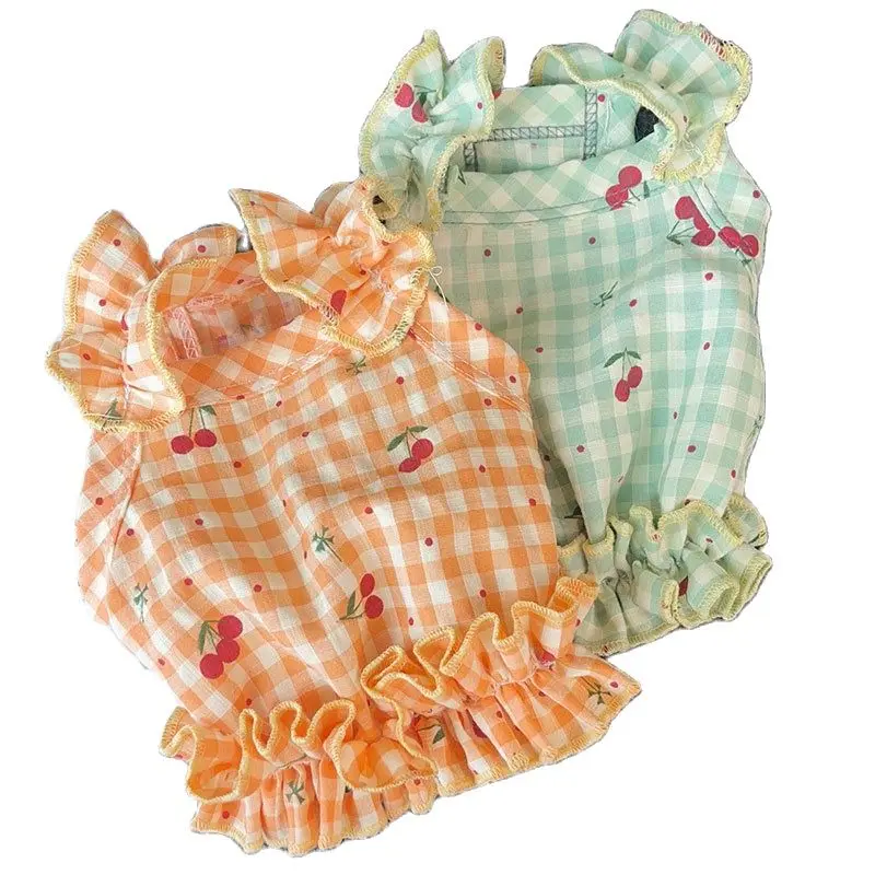 2021 новая собака одежда без рукавов Для детей Весенне осенние клетчатые жилет