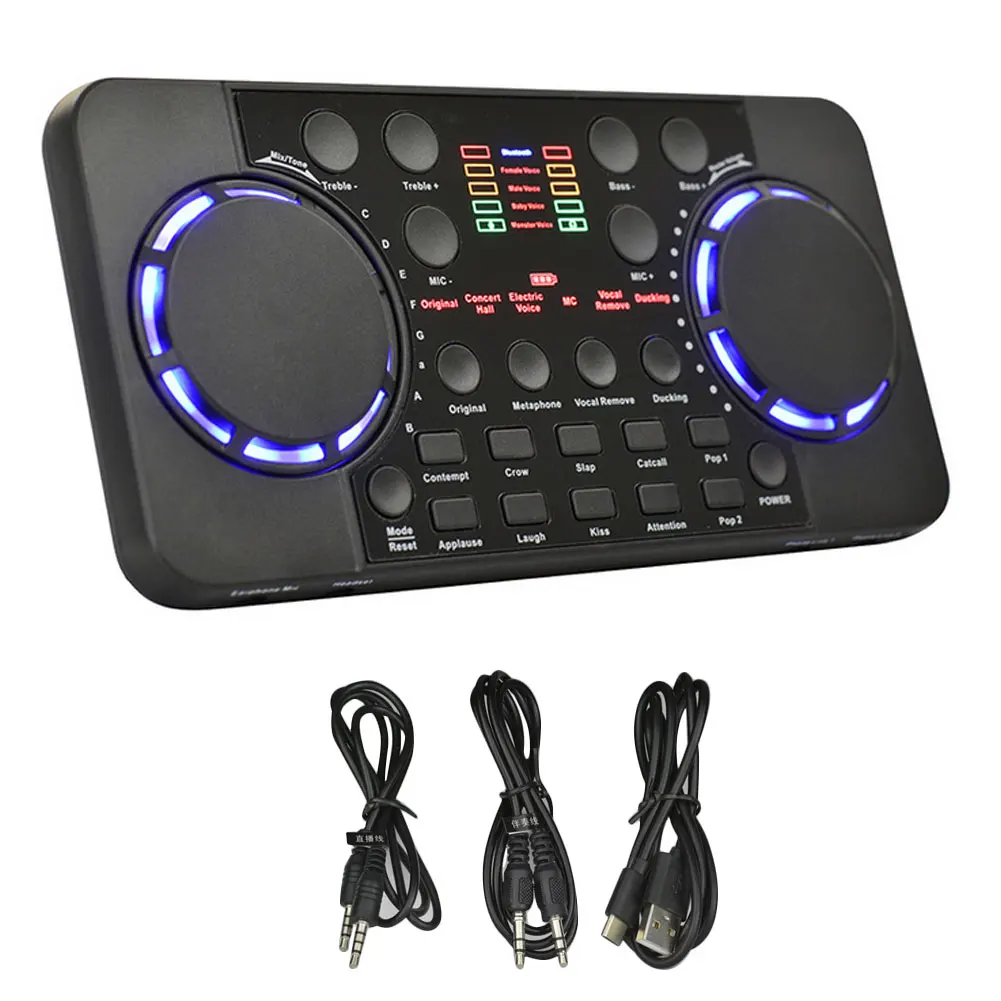 

Live Sound Card Portable Multifunctional External Live Sound Card Bluetooth Volume Adjustment Audio Mixer For Computer Using