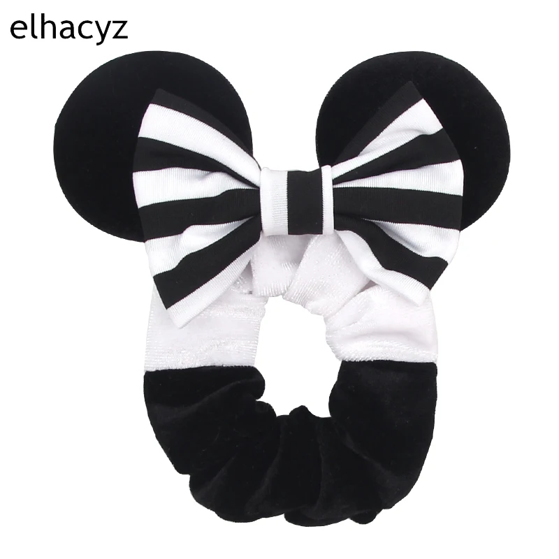 New Trendy Mouse Ears Sequins Bow Women Velvet Scrunchies Fashion Waist Hair Bands Headband Pretty Hair Ties Girls Headwear images - 6