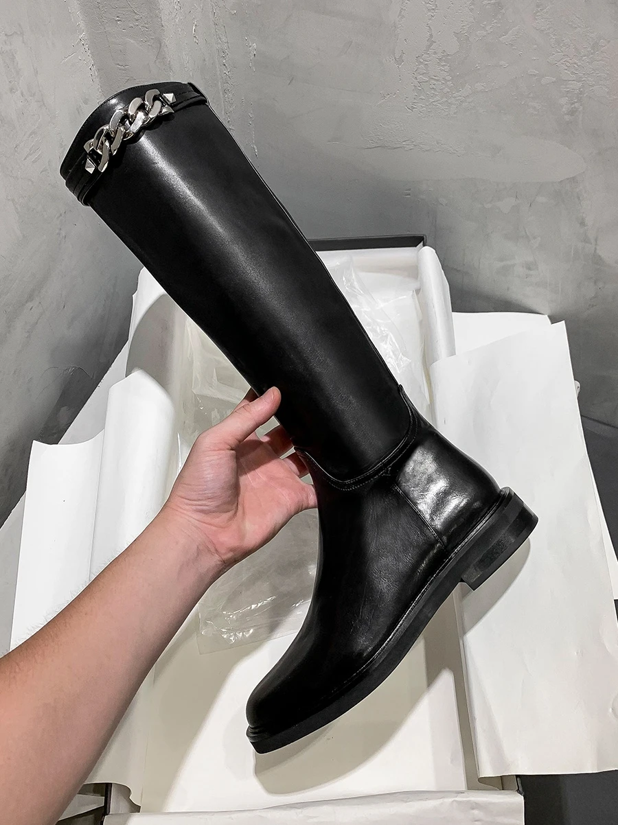 Новые женские сапоги до бедра на молнии кожаные колена теплая обувь с круглым