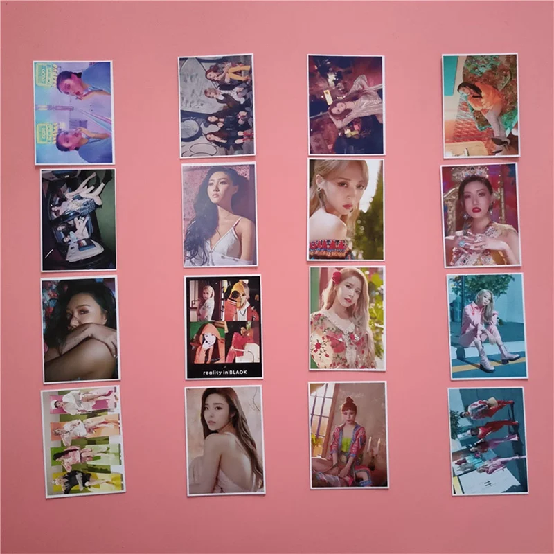 

16Pcs KPOP MAMAMOO Second Mini Album Reality In BLACK Self Made Paper Lomo Card Photo Card Poster Photocard Fans Gift Collection
