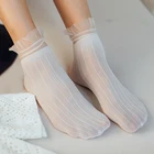 Модные женские носки кружевные прозрачные шелковые эластичные короткие носки до щиколотки милые женские сетчатые стеклянные чулки прозрачные сетчатые носки