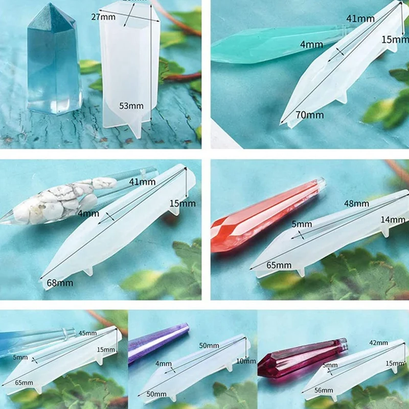 

19 Pcs Silicone Resin Molds Pendulum Molds Clear Quartz Crystal Epoxy Resin Pendant Molds for Jewelry Making DIY Craft
