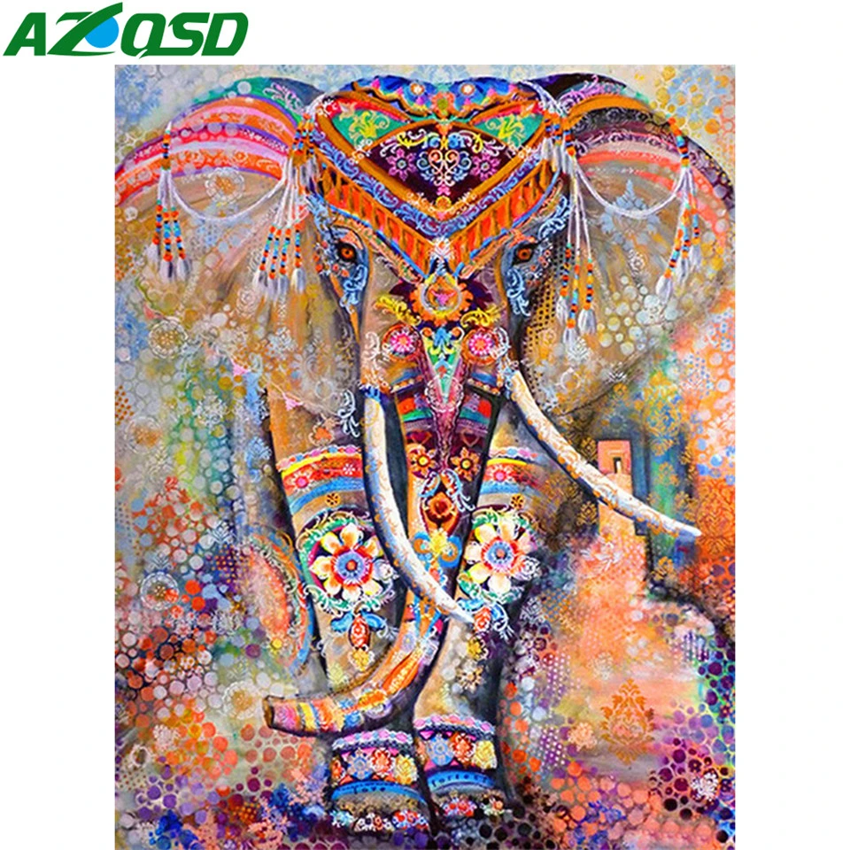 

AZQSD Алмазная картина слон вышивка крестом полный квадрат/круглая дрель Алмазная вышивка животное мозаика домашний Декор подарок ручной раб...