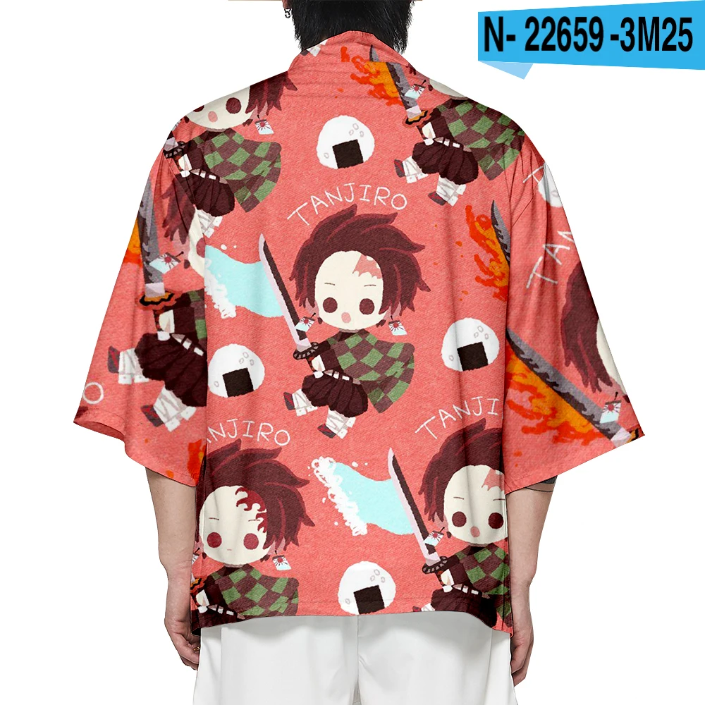 

Anime Demon Slayer Kimetsu No Yaiba Tanjiro Kamado Cosplay Costume Men Boys Kimono cardigan Plus Size beach Party For Unisex