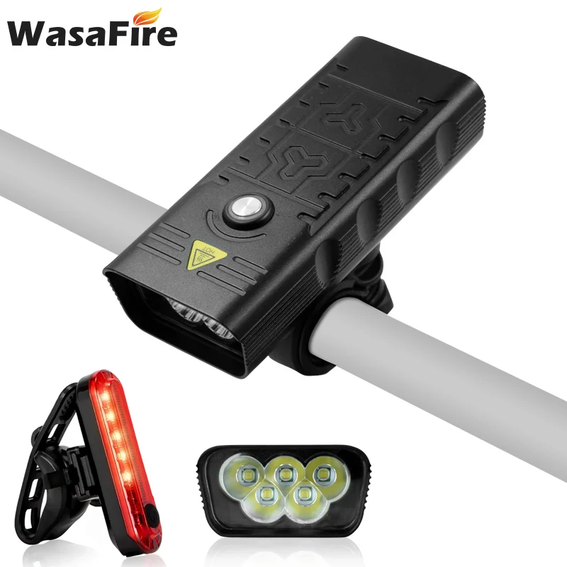 

WasaFire Super Bright 5*T6 LED Mini Flashlight Bicycle Lamp MTB Bike Front Light Rechargeable Headlamp with USB Bike Rear Lights