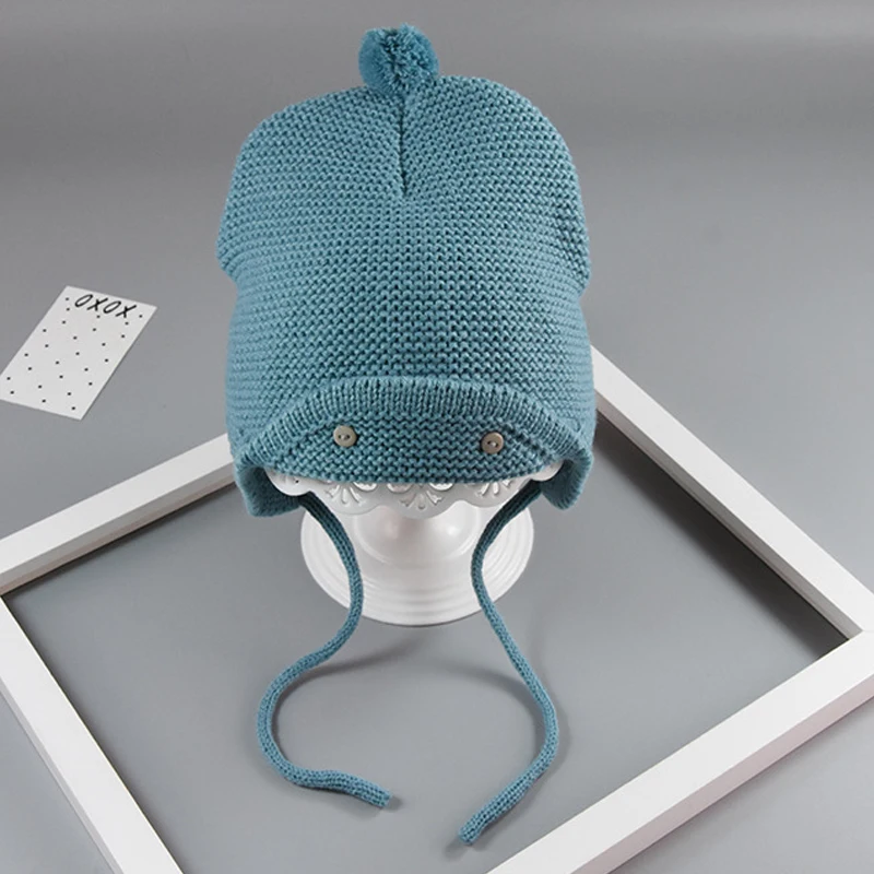 Трикотажная шерстяная детская флуоресцентная шапочка с помпоном теплая мягкая