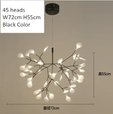 45 lights black Современный ветка дерева светодиодный подвесной светильник G4 акриловый Светлячок стиль люстры потолочный светильник для гостиной подвесной светильник - Цвет корпуса: 45 lights black