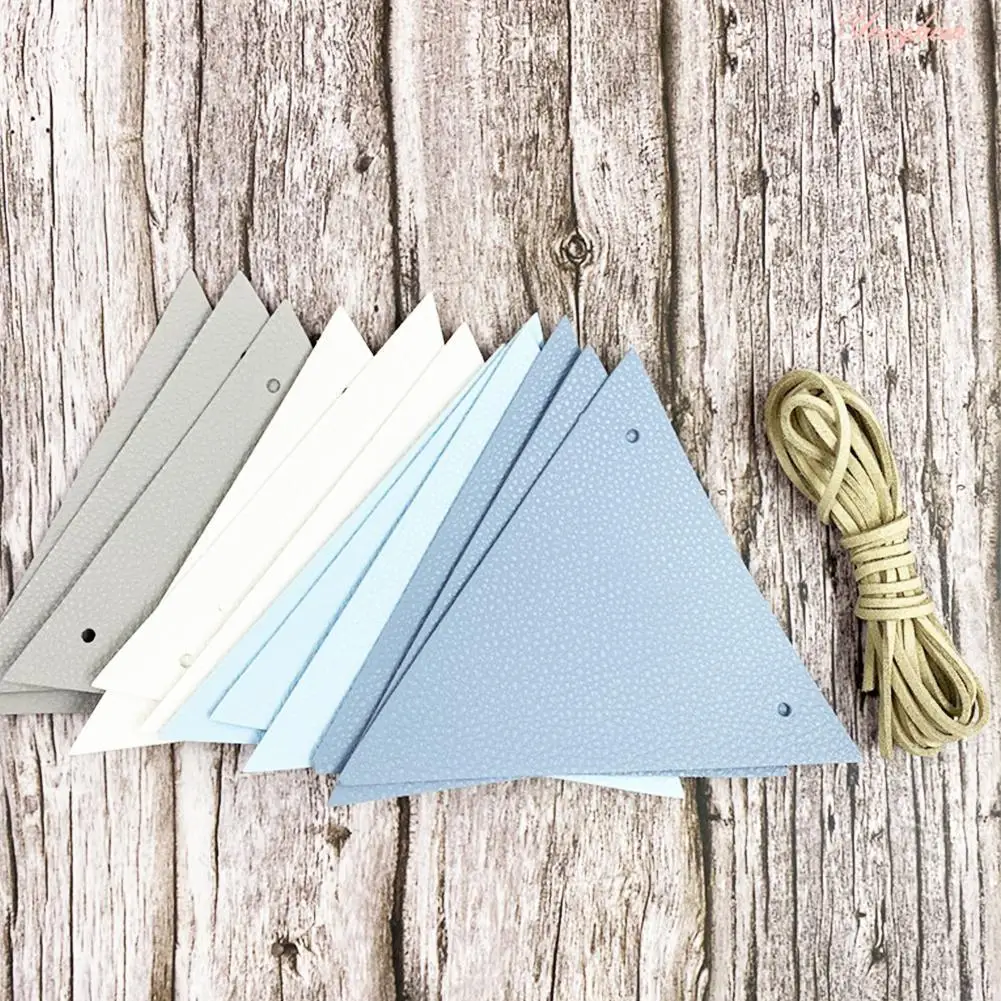 

3m Lanyard Tent Bunting Outdoor Camping Leather Triangle Flag Bunting PU Party Camping H3F0
