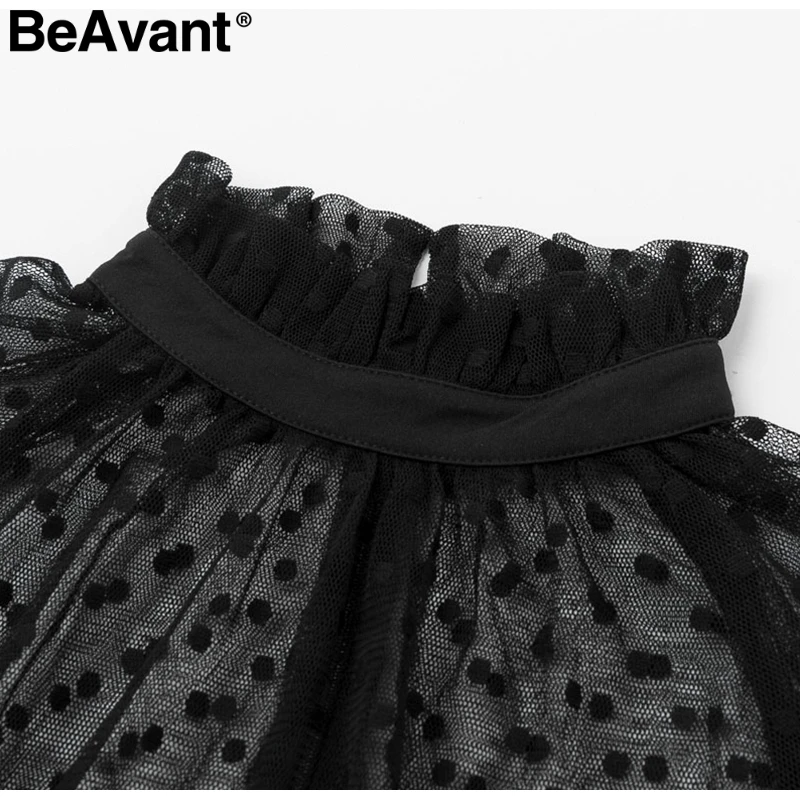 BeAvant сексуальное Полосатое кружевное женское платье с пышными рукавами, поясная оболочка, вечернее платье в черный горошек, осенне-зимнее офисное женское платье