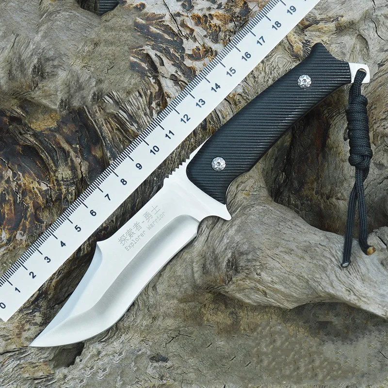 

Hysenss Sharp High Quality and Hardness Outdoor Camping Hiking Hunting Tactical Knife 9CR Steel Blade G10 Handle Peeling Tool